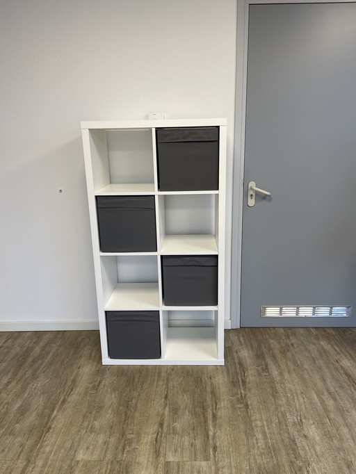 Ikea Kallax Open Cabinet With 4 Grey Inserts