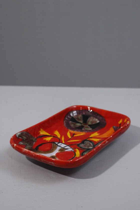 Image 1 of Elio Schiavon - Grand Vide Poches Décor Poterie & Fleurs Italie 1950S