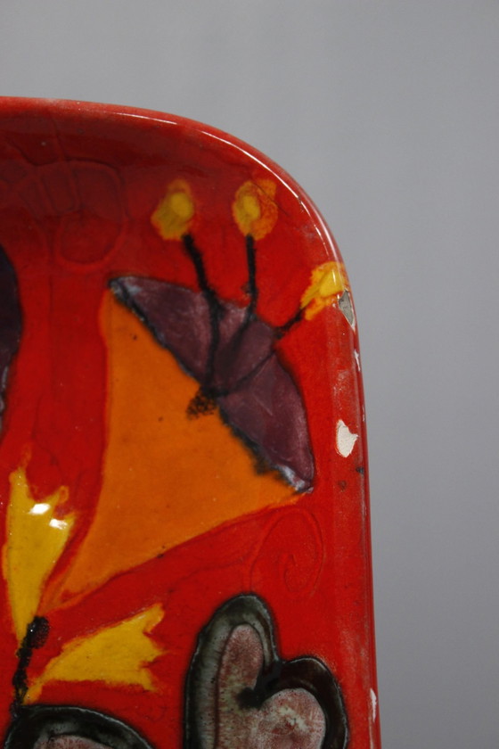 Image 1 of Elio Schiavon - Grand Vide Poches Décor Poterie & Fleurs Italie 1950S