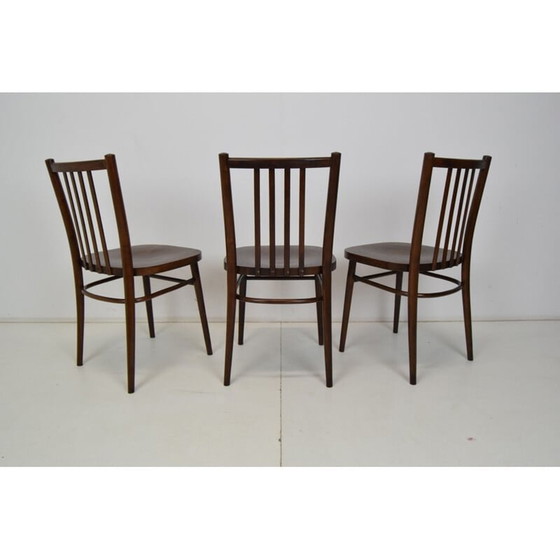 Image 1 of Ensemble de 3 chaises en bois du milieu du siècle par Ton, Tchécoslovaquie années 1960
