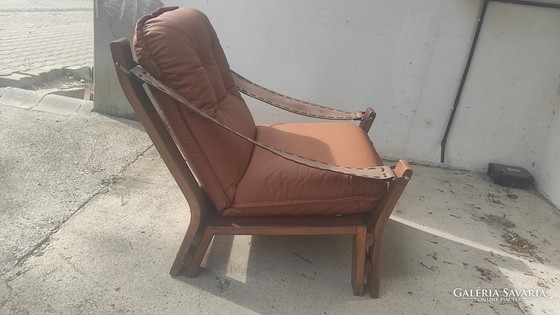 Image 1 of Paire de chaises italiennes Mid Century (cuir)