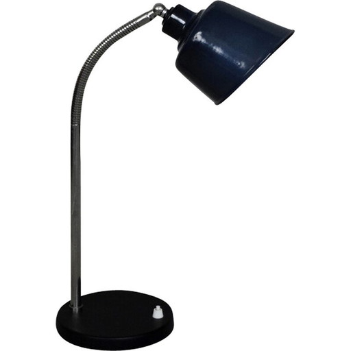 Lampe de bureau industrielle vintage en métal, Pologne 1950