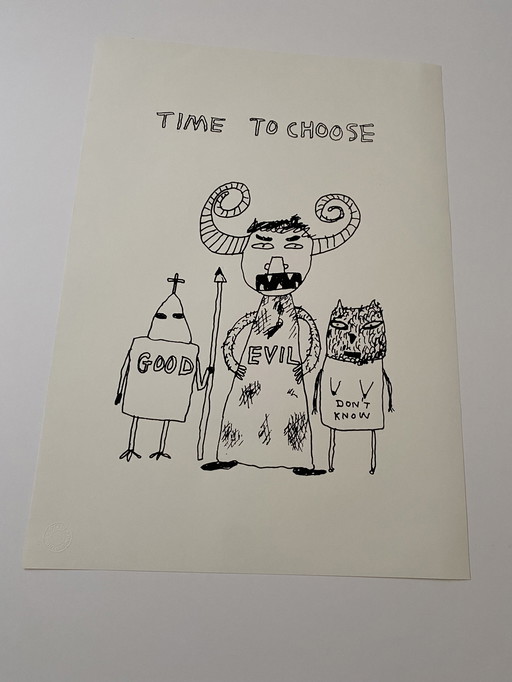 Davit Shrigley - "Time to Choose" - Gravure de P.O.W. Gallery