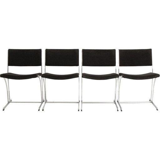 Ensemble de 4 chaises chromées vintage par Richard Young, 1970