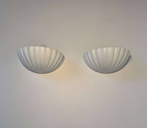 Image 1 of 2X Appliques Coquillage En Blanc Mat - France 1970