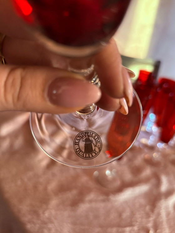 Image 1 of 12 flûtes rouges avec gravure Cerise 2015