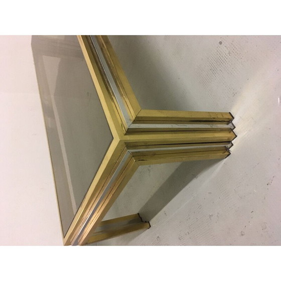 Image 1 of Table basse vintage en laiton et acier inoxydable par Romeo Rega, Italie 1970