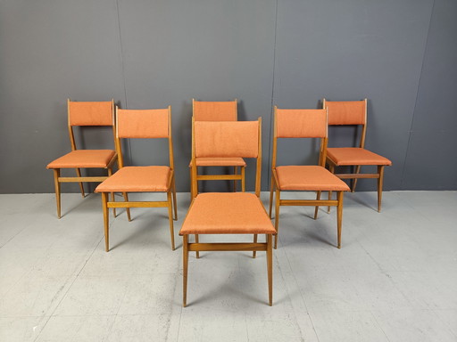 Chaises de salle à manger italiennes Mid Century, 1950S