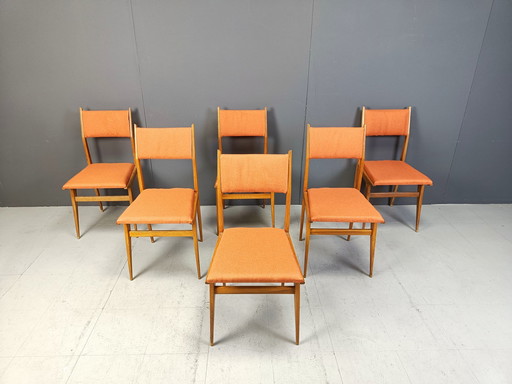 Chaises de salle à manger italiennes Mid Century, 1950S