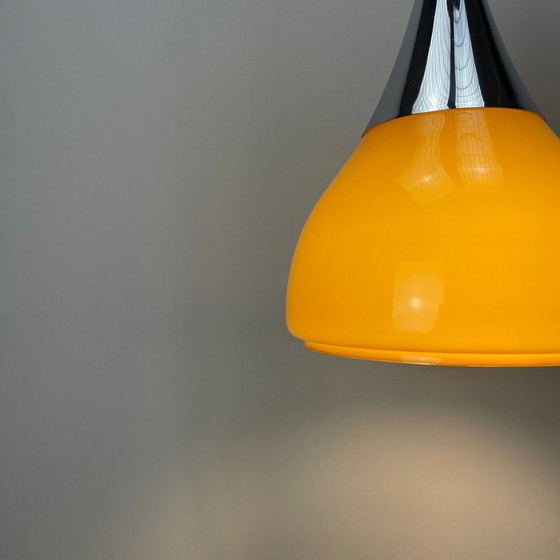 Image 1 of Suspension en verre caramel en forme de tulipe Doria Leuchten 1970