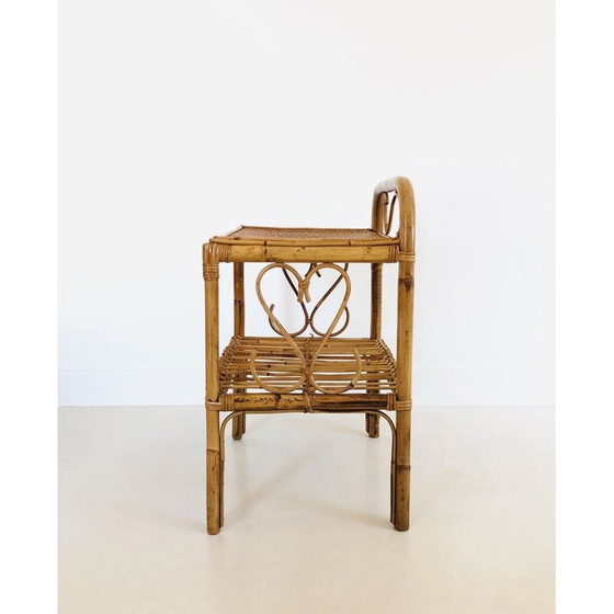 Image 1 of Table d'appoint vintage en rotin, Italie 1960