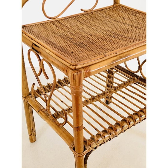 Image 1 of Table d'appoint vintage en rotin, Italie 1960