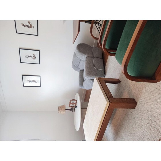 Image 1 of Table basse vintage en bois et travertin, 1970