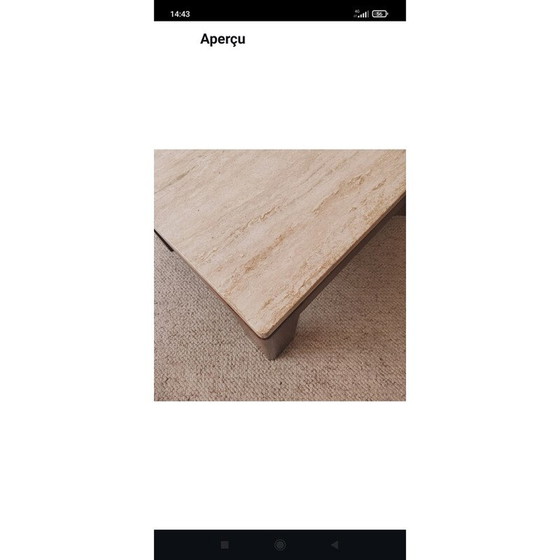 Image 1 of Table basse vintage en bois et travertin, 1970