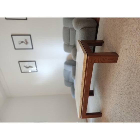 Image 1 of Table basse vintage en bois et travertin, 1970