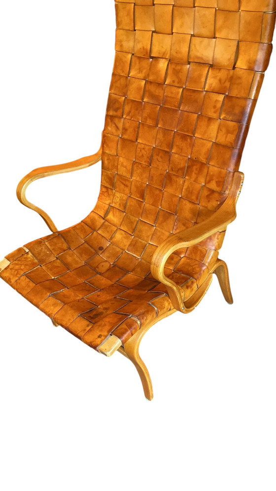 Image 1 of Eva Leather Woven High Back Lounge Chair By Bruno Mathsson