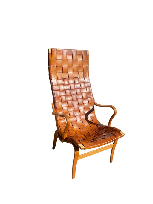 Eva Leather Woven High Back Lounge Chair By Bruno Mathsson