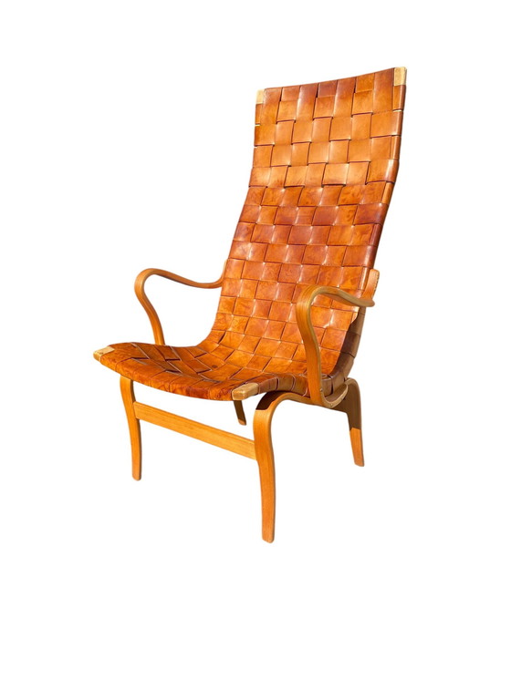 Image 1 of Eva Leather Woven High Back Lounge Chair By Bruno Mathsson