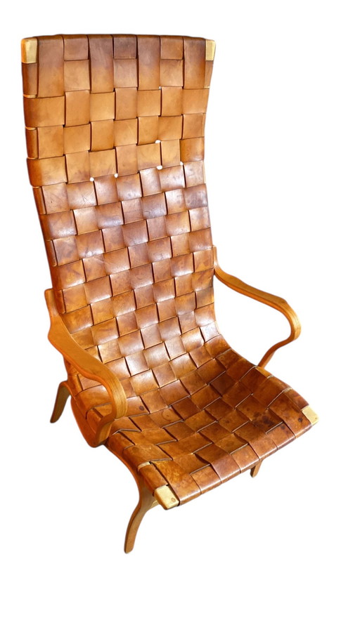 Eva Leather Woven High Back Lounge Chair By Bruno Mathsson