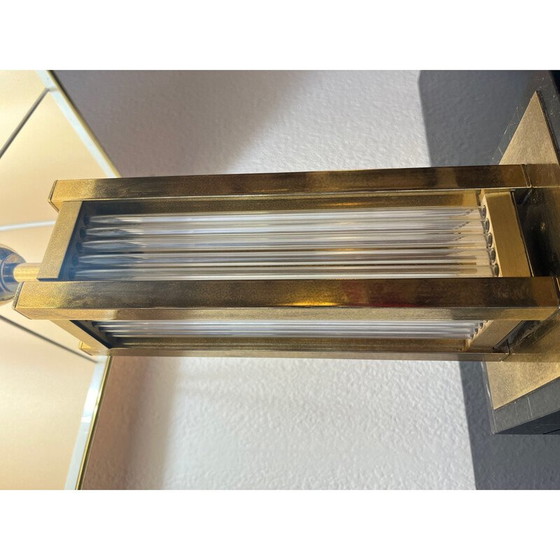 Image 1 of Paire de lampes vintage en laiton et verre par Romeo Rega, Italie 1970