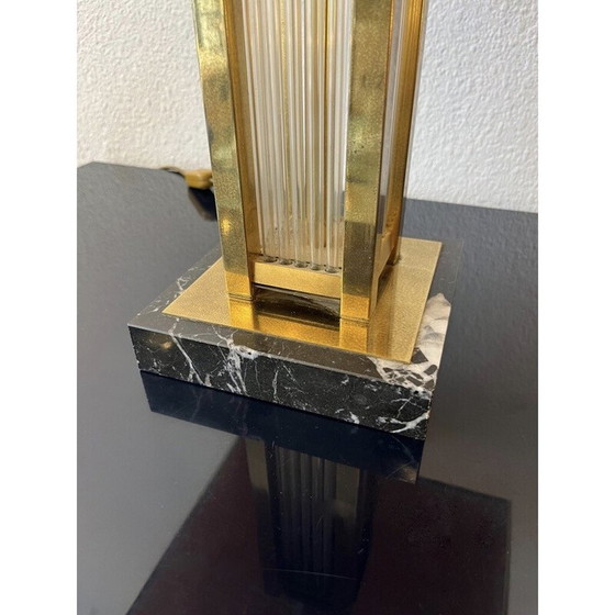 Image 1 of Paire de lampes vintage en laiton et verre par Romeo Rega, Italie 1970