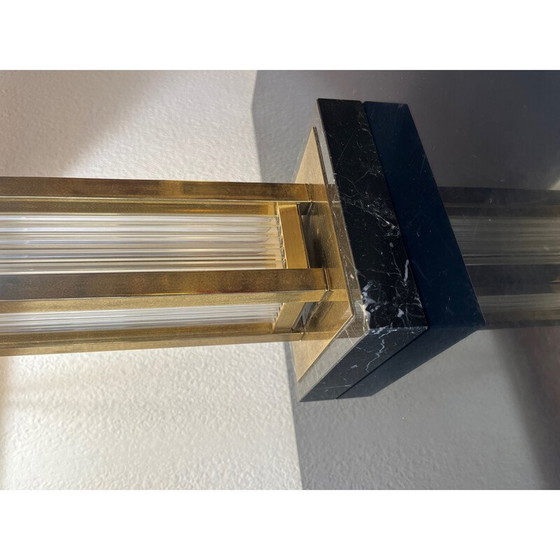 Image 1 of Paire de lampes vintage en laiton et verre par Romeo Rega, Italie 1970