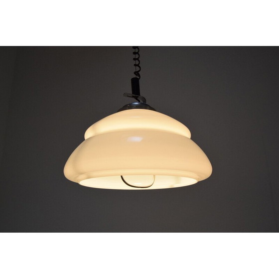 Image 1 of Lustre réglable en verre et métal, Tchécoslovaquie 1970