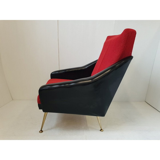 Image 1 of Fauteuil vintage en skaï et tissu, 1960