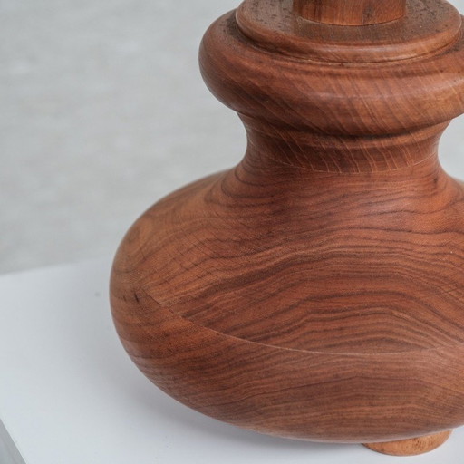 Lampe de table vintage en bois, Italie 1980