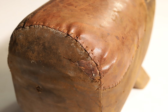 Image 1 of Tabouret de gymnastique vintage en cuir | années 1930, Tchécoslovaquie