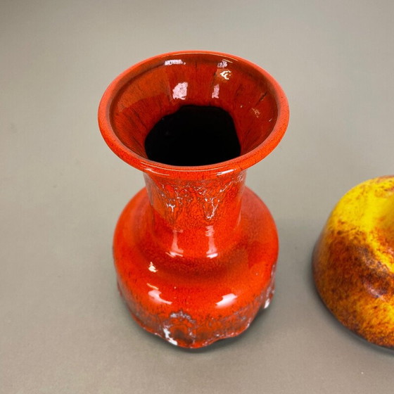 Image 1 of Paire de vases en poterie "jaune-rouge" de Jasba, Allemagne, années 1970