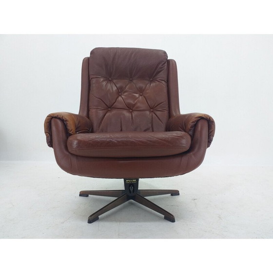 Image 1 of Fauteuil pivotant en cuir, Mid Century, PeeM, Finlande, années 1970