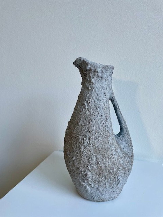 Image 1 of Jarre/Vase Rustique Gris Avec Surface Rugueuse - Céramique Et Verre