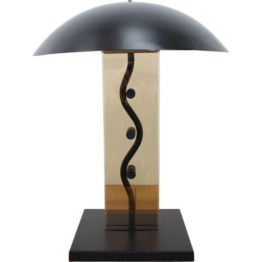 Lampe vintage en verre aluminium et métal par Kamenický Šenov, Tchécoslovaquie 1980