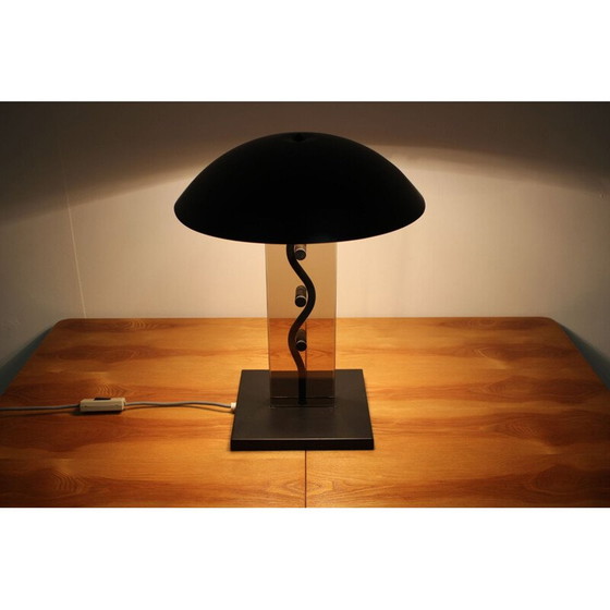 Image 1 of Lampe vintage en verre aluminium et métal par Kamenický Šenov, Tchécoslovaquie 1980