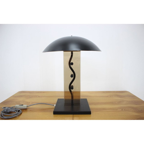 Image 1 of Lampe vintage en verre aluminium et métal par Kamenický Šenov, Tchécoslovaquie 1980