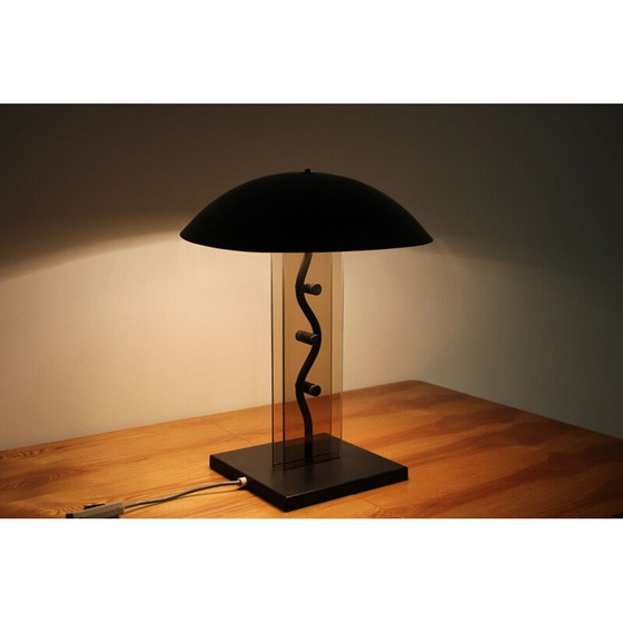 Image 1 of Lampe vintage en verre aluminium et métal par Kamenický Šenov, Tchécoslovaquie 1980