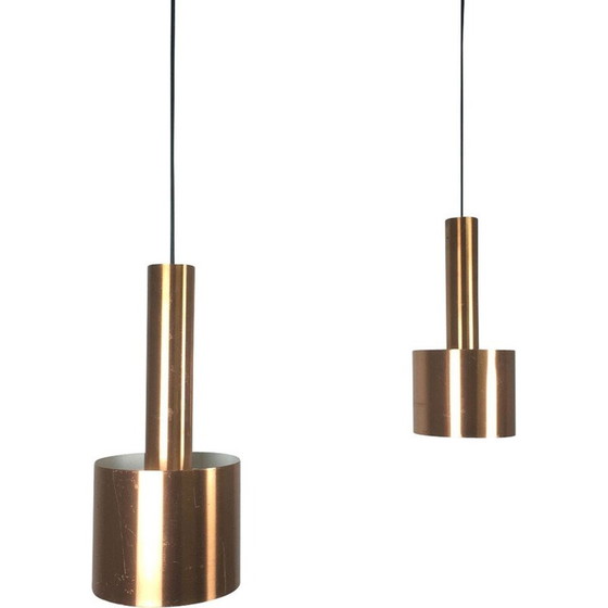 Image 1 of Paire de lampes suspendues vintage en métal par Jo Hammerborg pour Fog and Mørup, 1963
