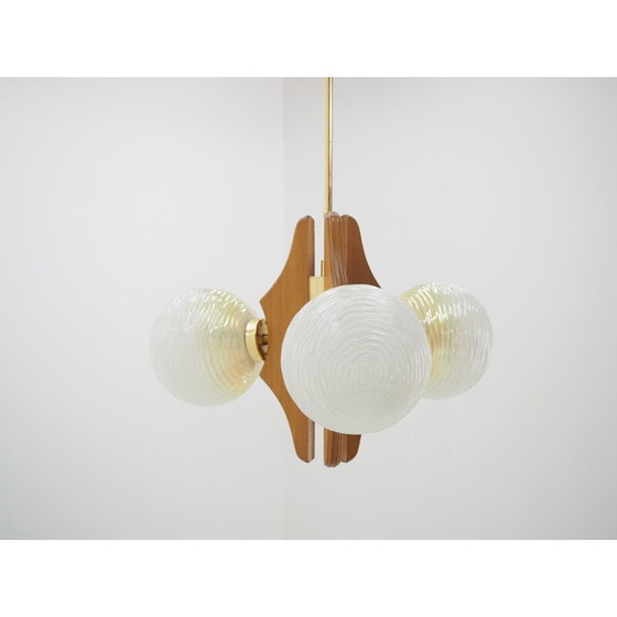 Image 1 of Lustre vintage en bois, Tchécoslovaquie 1960