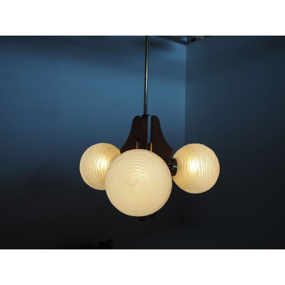 Image 1 of Lustre vintage en bois, Tchécoslovaquie 1960