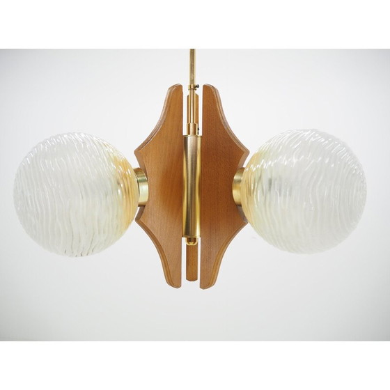 Image 1 of Lustre vintage en bois, Tchécoslovaquie 1960
