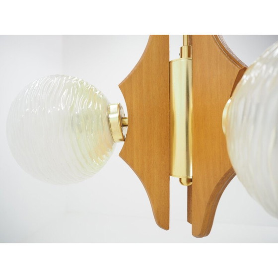 Image 1 of Lustre vintage en bois, Tchécoslovaquie 1960