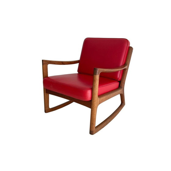 Image 1 of Fauteuil à bascule vintage en teck et cuir par Ole Wanscher pour France and Son, 1951
