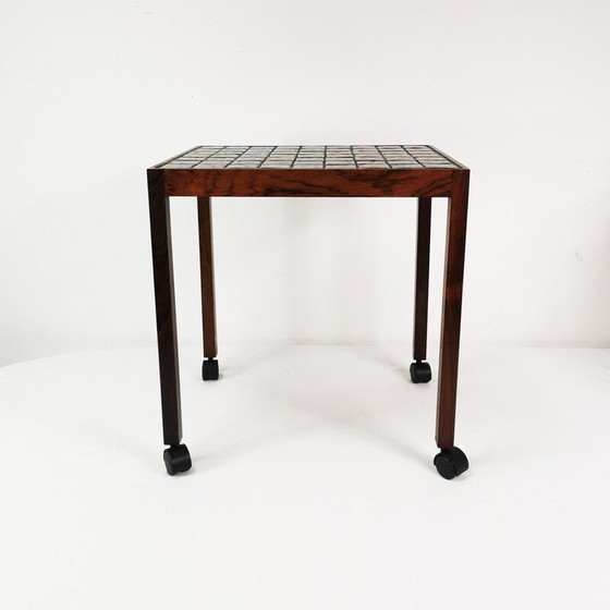Image 1 of Table d'appoint vintage en placage de bois de rose et céramique, Danemark 1970