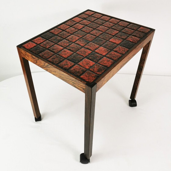 Image 1 of Table d'appoint vintage en placage de bois de rose et céramique, Danemark 1970