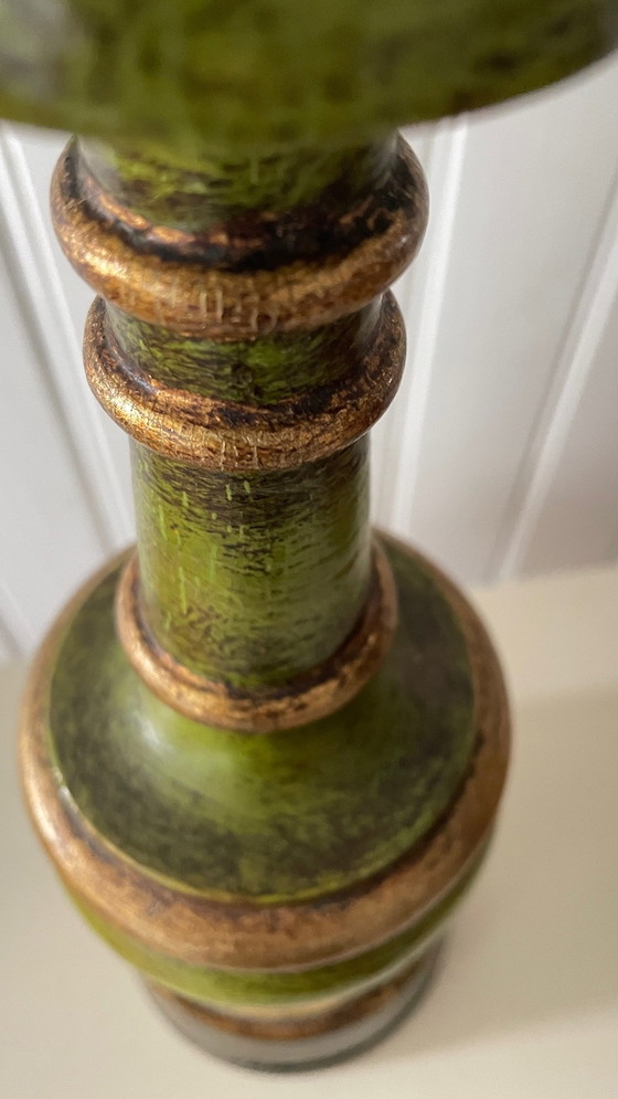 Image 1 of Lampe Vintage En Bois Tourné Chic Dorée
