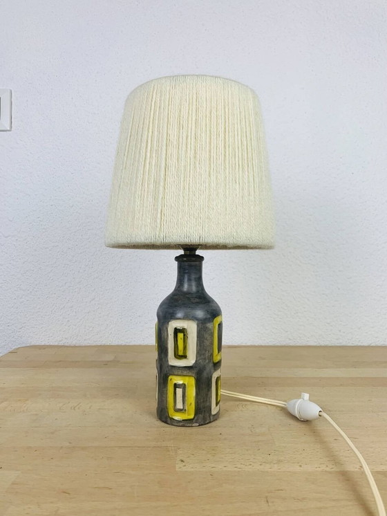Image 1 of Lampe Céramique Années 50, Abat Jour Laine