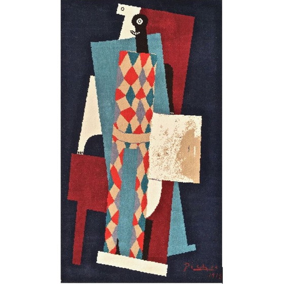 Image 1 of Tapisserie murale vintage Arlequin de Picasso et Desso