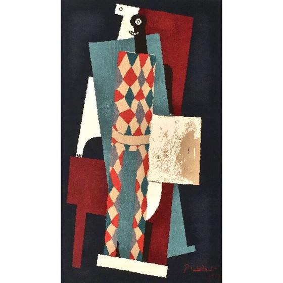 Image 1 of Tapisserie murale vintage Arlequin de Picasso et Desso