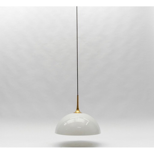 Lampe suspendue Posa en laiton et céramique par Florian Schulz, 1970